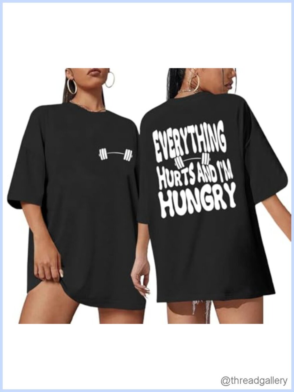 Women's Oversized Weightlifting Gym T-Shirt Funny Workout Tee Cotton Spandex